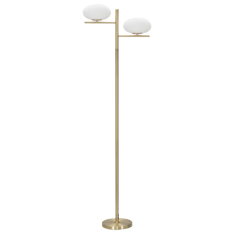 Lampada da terra "Glamy" ovale struttura in metallo color oro e vetro per interni