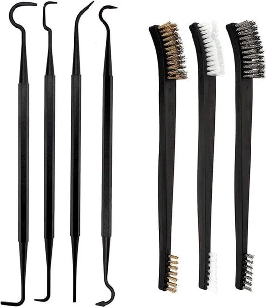 Set di pulizia - 7 pezzi - Spazzole a doppia faccia - Punte metalliche - Pulizia - Lassen - Ruggine - Acciaio - Nylon - Stagno.