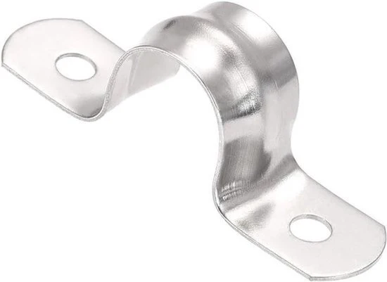 Pijpband U-Haak RVS Spanning Buis Clip Leidingklem 201 Roestvrij Staal 25 pezzi 14mm (0,55") Pijpband Stiff con 2 fori U-Haak Kabelklem, 201 RVS Ophanger 25 pz.