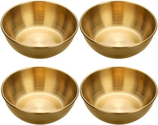 Mini portapiatto in acciaio inossidabile a forma rotonda per condimenti e salse - Sushi e soja snack - Dimensioni 4-8,2 cm di diametro - Giallo