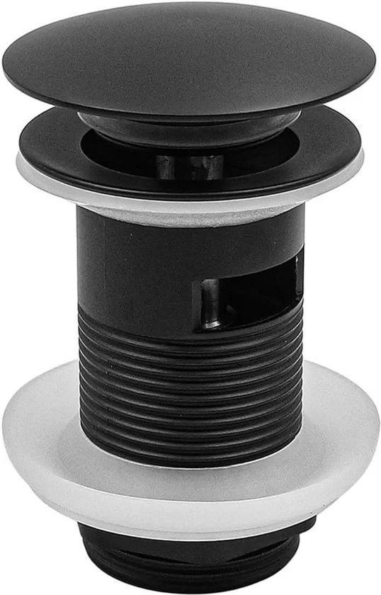Plug di emergenza per scarico universale con chiusura a spranghe e sovrappioggia - Scarico bagno - Adatto per mobili da bagno - Colore nero
