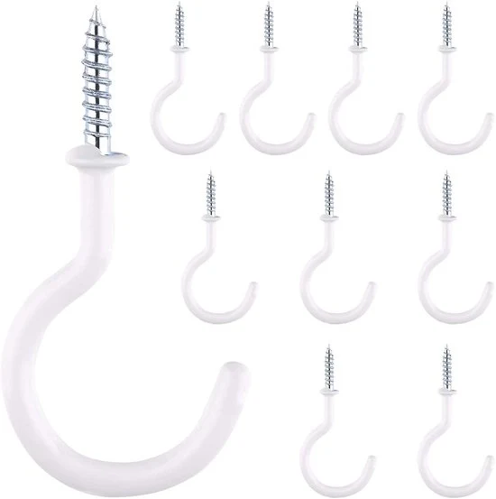 Cup Haken - Ophanghaken - Installazione semplice - Bianco - Multifunzionale - Adatto per soffitto e parete - 10 pezzi