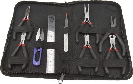 Set di Sierade per Miniatura - Kit di Strumenti per DIY con Tasca di Riposo - Accessori per Sierade - Set di Sierade con 9 pezzi - Colore Rosso - Adatto per la Creazione di Sierade.