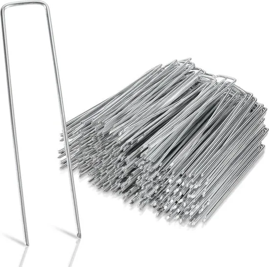 400 Stuks - 15x2.5cm - Anziani per il terreno in acciaio zincato - Ø2.8mm - Telaio per erbacce - per fissare il telo di copertura, la rete per il giardino, la recinzione, l'erba sintetica, le coperture - Anziano stabile a forma di U