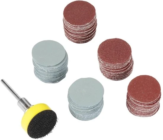 Kit di abrasivi misto 25mm - 100 pezzi - abrasivo per strumento rotativo - ossido di alluminio - adatto per legno e metallo