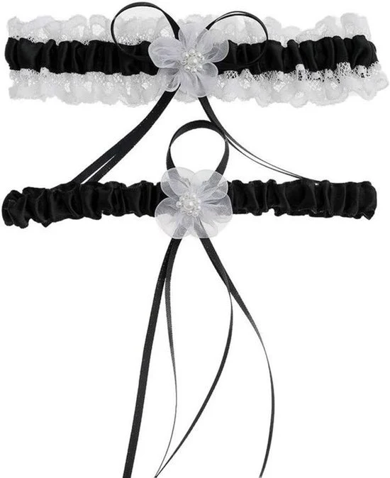 Buste di sposa - Cerimonia di nozze - Cintura - Pettinatura - Gioielli di nozze - Supporto per calze - Gonne - Accessori per gambe - Cerimonia di nozze - Ragazze da sposa - Nero - 2 pezzi.