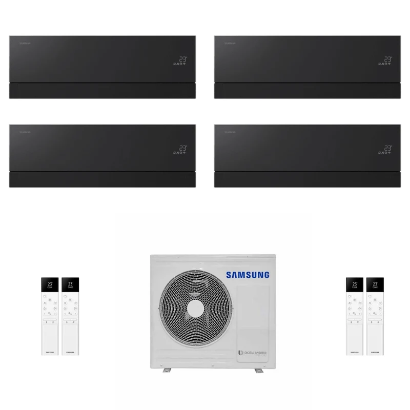 Condizionatore Climatizzatore Samsung Quadri Split Inverter Windfree Première+ Plus R-32 7000+7000+9000+9000 BTU Soapstone Charcoal Wi-Fi Integrato Con AJ080TXJ4KG/EU 7+7+9+9