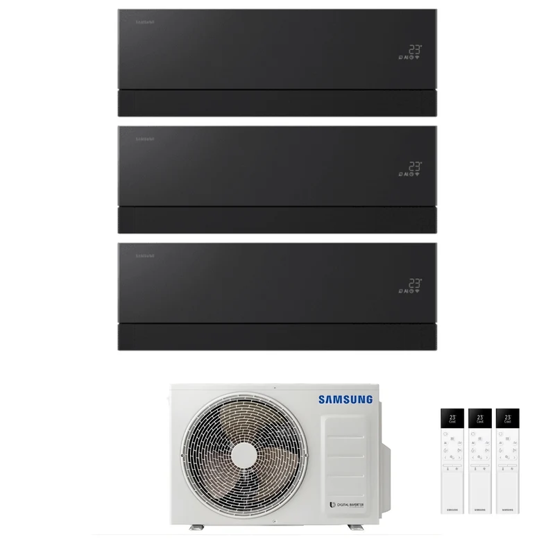 Condizionatore Climatizzatore Samsung Trial Split Inverter Windfree Première+ Plus R-32 7000+7000+12000 BTU Soapstone Charcoal Wi-Fi Integrato Con AJ052TXJ3KG/EU 7+7+12
