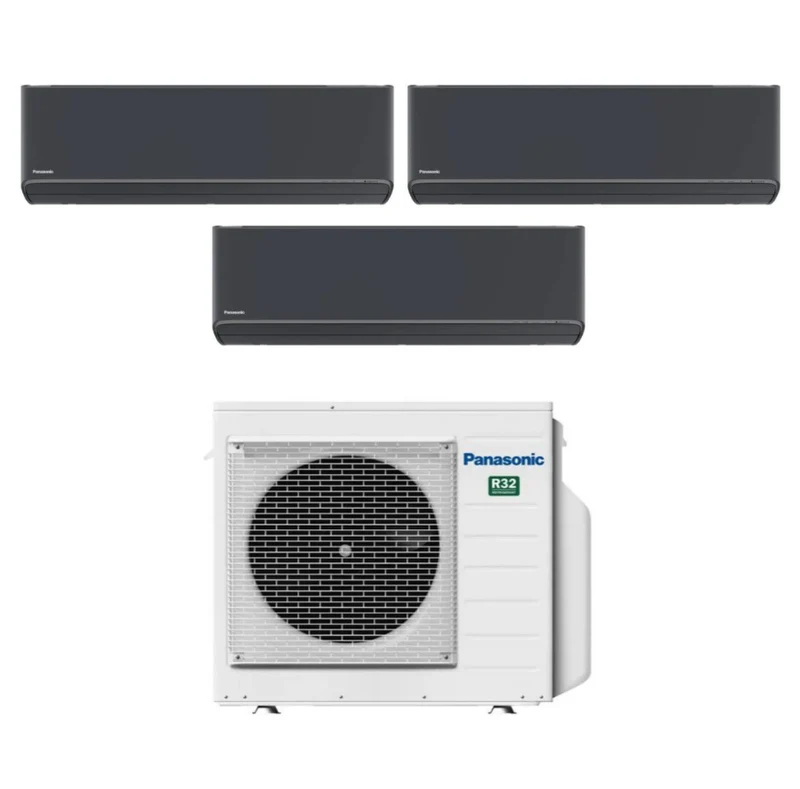 Condizionatore Climatizzatore Panasonic Trial Split Inverter Etherea Grigio Grafite R-32 12000+12000+15000 con CU-3Z68TBE Wi-Fi Integrato