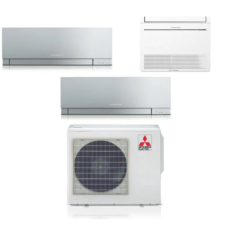 Condizionatore Climatizzatore Mitsubishi Electric Trial Split Inverter Kirigamine Zen Silver MSZ-EF R-32 7000+9000+9000 con interna A pavimento KT25VG + MXZ-3F68VF4 7+9+9 Wi-Fi Integrato