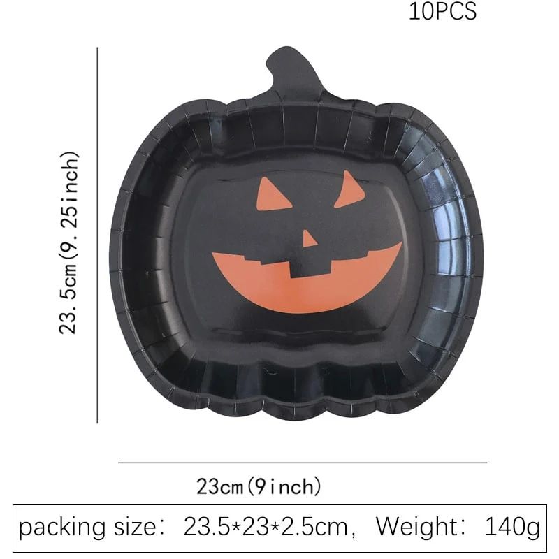 Pumpkin-Shaped Halloween Paper Plates with a Shiny Finish