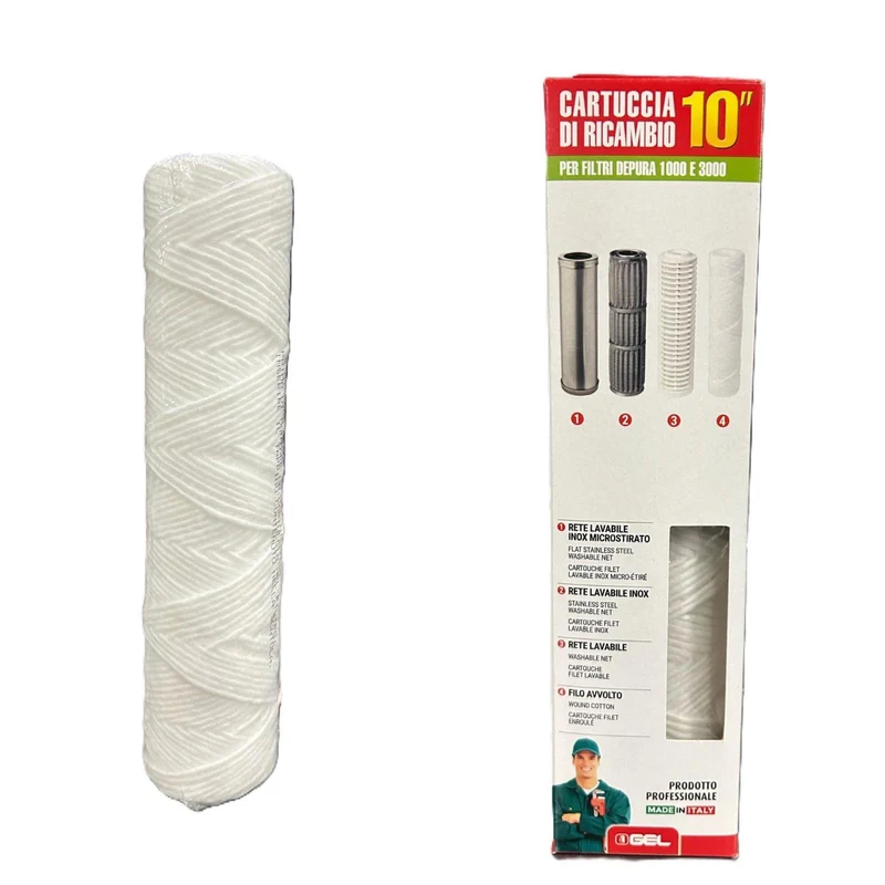 CARTUCCE FILTRANTI DA 10" PER DEPURA AD USO TECNICO/POTABILE GEL FILO AVVOLTO PP