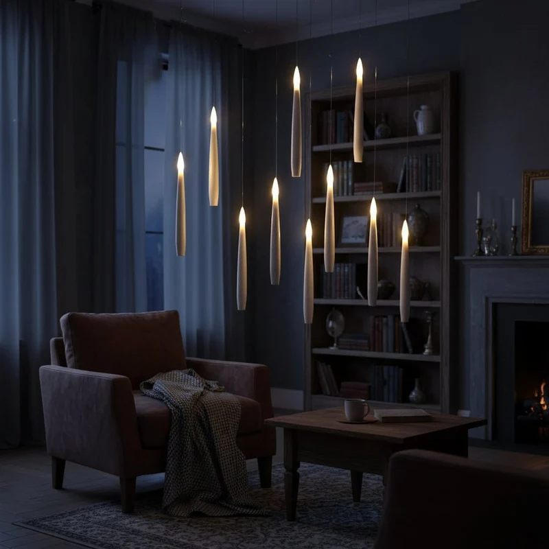 Halloween battery-powered LED taper candles, hanging, with remote control for party decoration