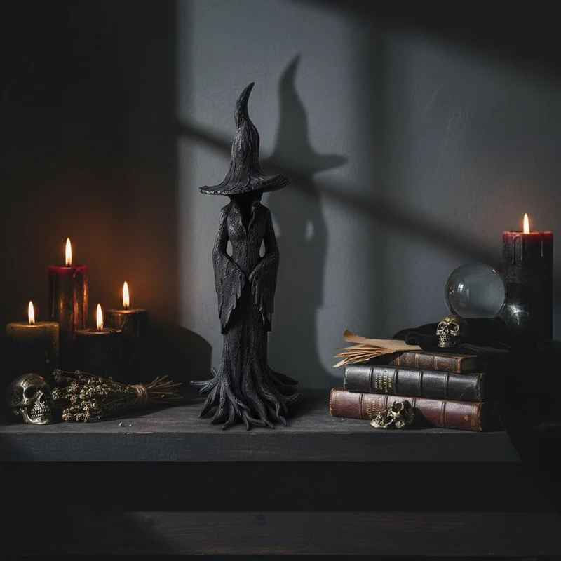 Halloween Decorative Witch Figurine with a Pointed Hat for a Party