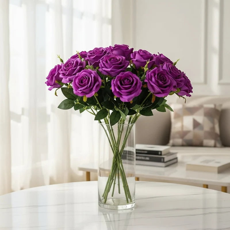 Halloween artificial flowers for a cemetery vase. Lifelike long-stem roses and branches