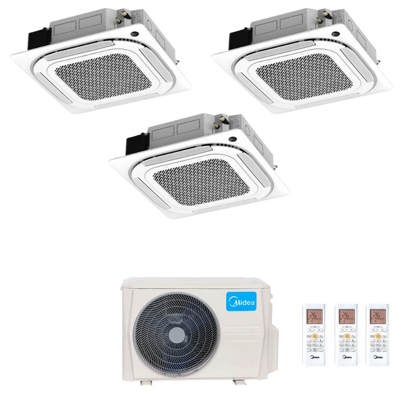Condizionatore Climatizzatore Midea Cassetta 4 Vie Slim Trial Split R-32 12000+12000+12000 BTU Con M4O-36FN8-Q