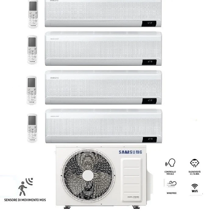 Condizionatore Climatizzatore Samsung Quadri Split Inverter Windfree Elite S2 R-32 Wi-Fi 9000+9000+12000+12000 BTU Con AJ080TXJ4KG/EU