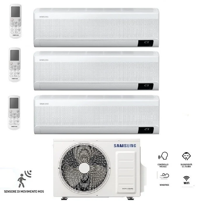 Condizionatore Climatizzatore Samsung Trial Split Inverter Windfree Elite S2 R-32 Wi-Fi 9000+9000+9000 BTU Con AJ052TXJ3KG/EU