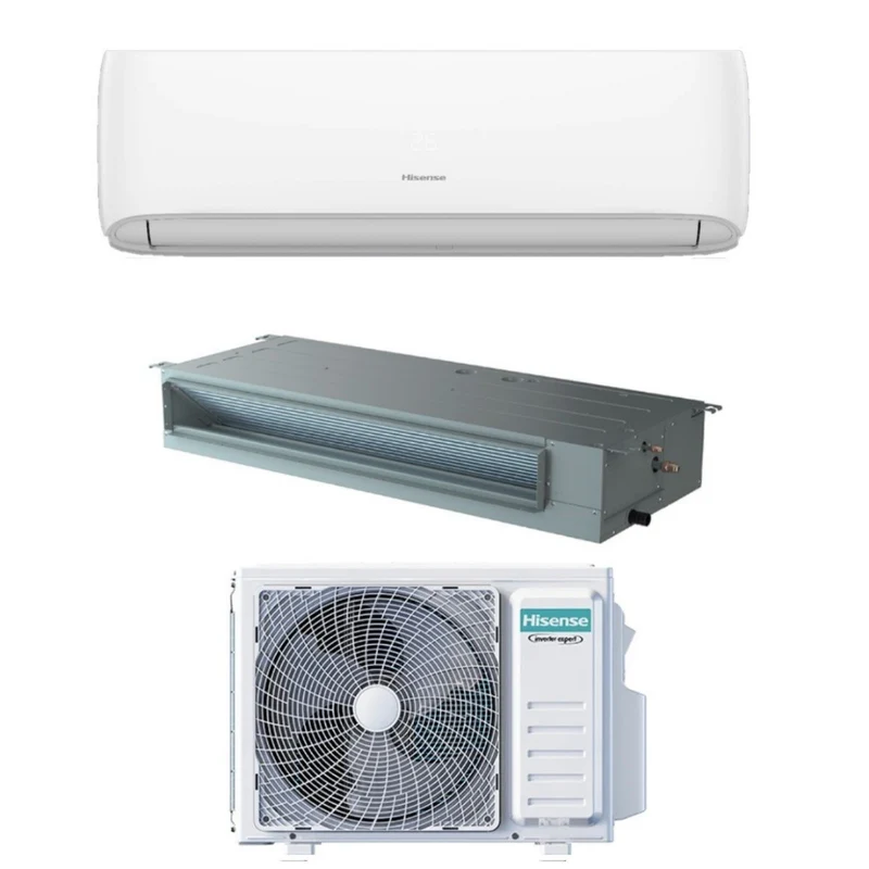 Condizionatore Climatizzatore Hisense Dual Split Inverter Hi-Comfort 7000 BTU + Canalizzato ADT 18000 BTU Con 3AMW72U4RJC Wi-Fi Optional - Comandi Inclusi