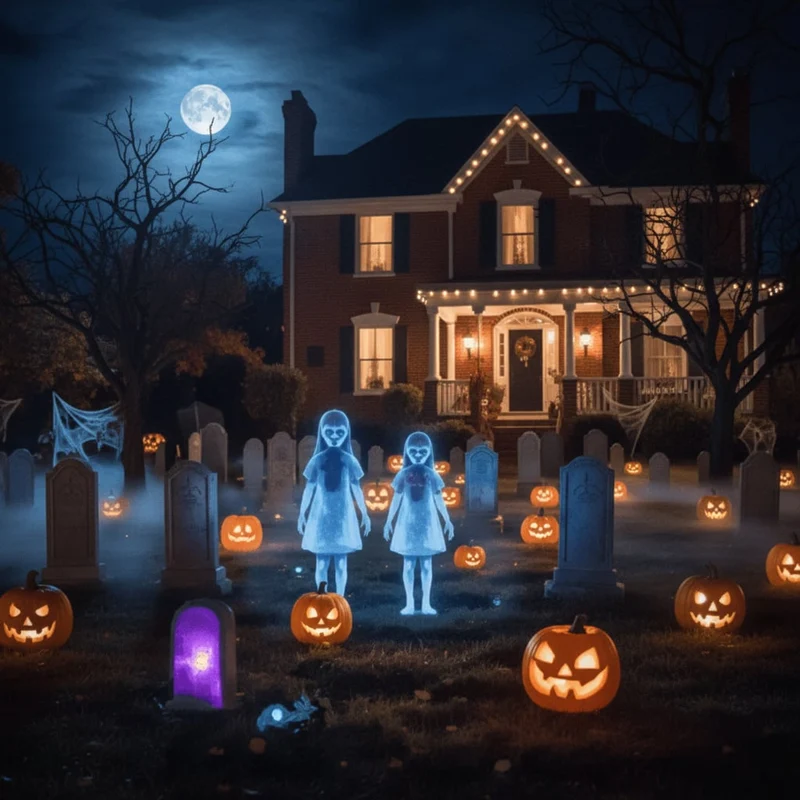 Halloween Illuminated Garden Ghost with LED Eyes and Motion Sensor