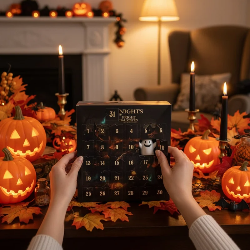 Halloween Advent Calendar for Children with Toy Figures: Pumpkin, Ghost, Skeleton