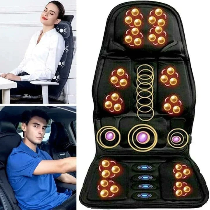 Massaging Seat Cover for Armchairs and Cars with Heating, Remote Control, and Segmental Vibrations