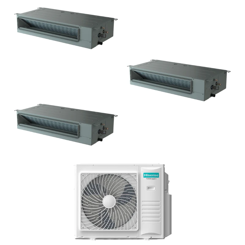 Condizionatore Climatizzatore Hisense Trial Split Inverter Canalizzato ADT 9000+9000+18000 Con 4AMW81U4RJC Wi-Fi Optional - Comando Incluso