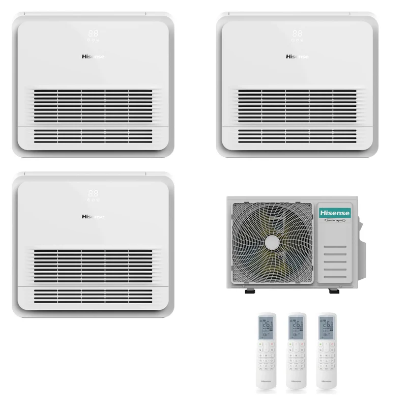 Condizionatore Climatizzatore Hisense Trial Split Inverter a Console 9000+9000+9000 Con 3AMW72U4RJC Wi-Fi Optional - Comando Incluso
