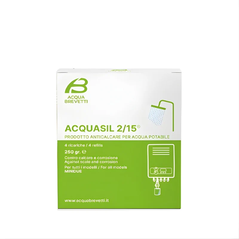 Acqua Brevetti Confezione 4 Ricariche Liquido Anticorrosivo e Antincrostante per Pompe Dosatrici MiniDue ACQUASIL 2/15 250 gr. - Cod. PC100