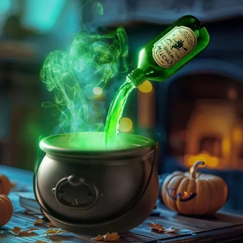 Halloween Witch’s Cauldron with Fog Machine and LED Lighting