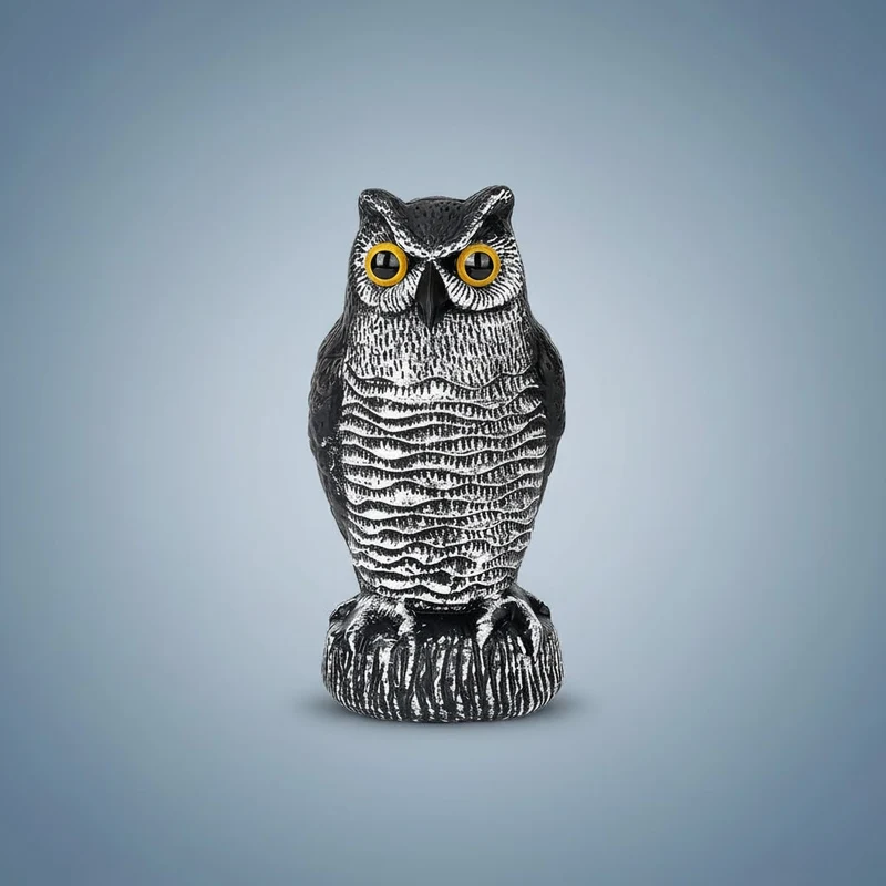 Halloween Bird and Pigeon Deterrent, Garden Owl with Yellow Eyes, Decorative Figurine