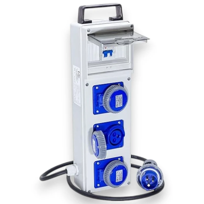 Quadro di distribuzione 220V industriale multipresa da esterno con pulsante di emergenza Slim