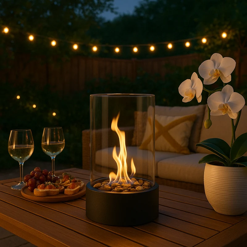Portable Indoor Tabletop Fire Pit with Glass Shield