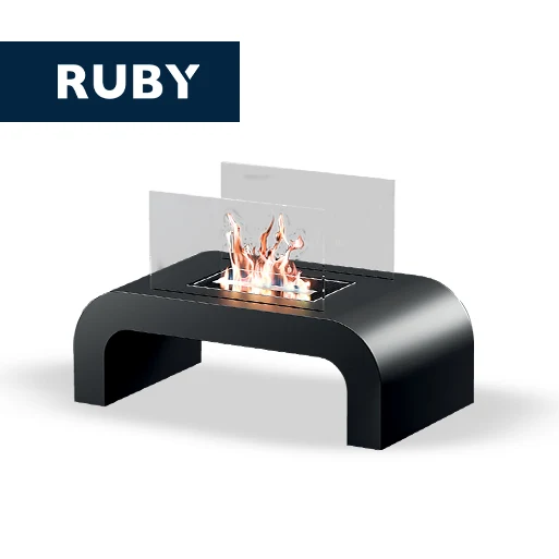 TECNOAIR SYSTEM Camino a Bioetanolo Ruby da Pavimento Modello TRENTO Da 2,0 kW - Colore Nero