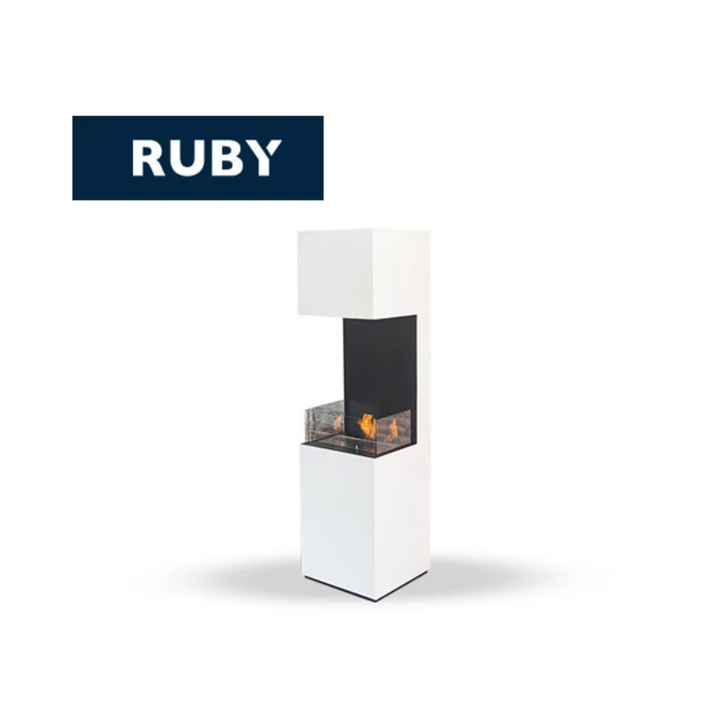 TECNOAIR SYSTEM Camino a Bioetanolo Ruby da Pavimento Modello LIVIGNO Da 2,5 kW - Colore Bianco