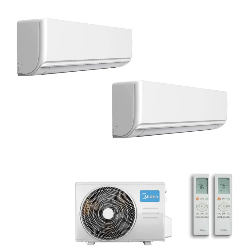 Condizionatore Climatizzatore Midea Dual Split Inverter Exclusive R-32 9000+18000 BTU Con M2OE-18HFN8-Q - Wi-Fi Incluso
