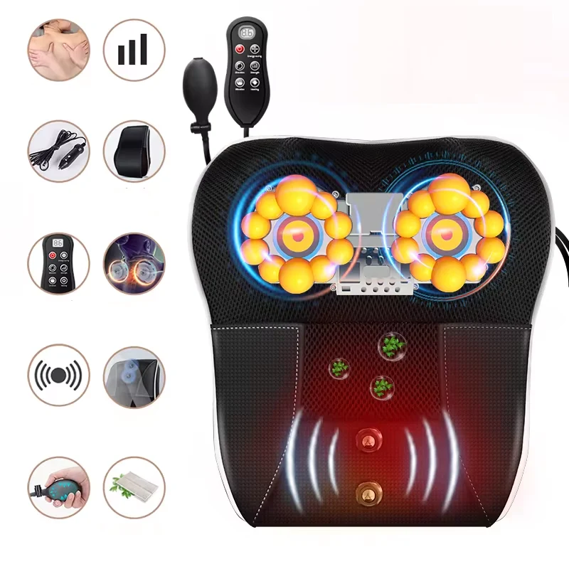 Electric Massaging Pillow with Heat for the Neck and Back with Remote Control, Massaging