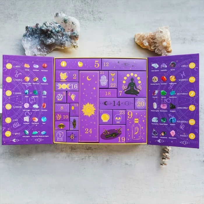 Halloween Advent Calendar for Children and Girls with Natural Crystal Minerals
