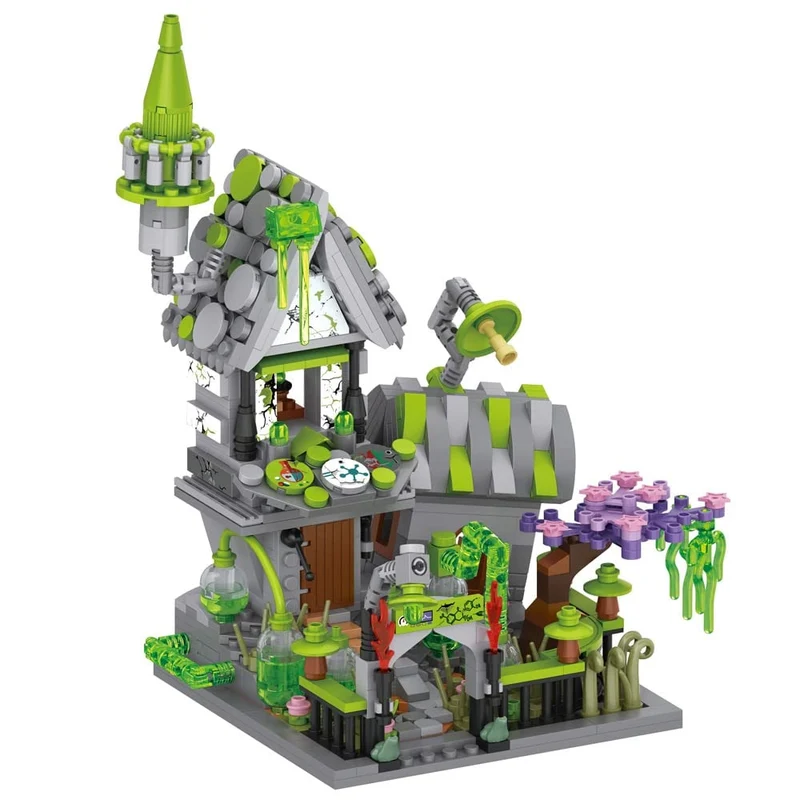 Halloween Construction Blocks Decorative House with a Scary Pumpkin and Ghosts for Children’s Home