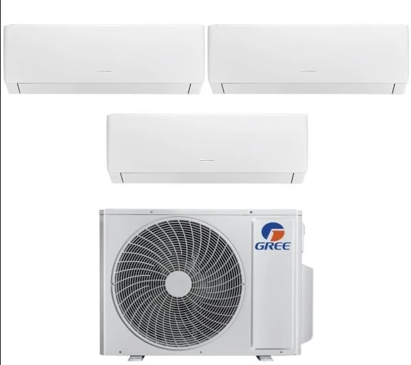 Condizionatore Climatizzatore Gree Trial Split Inverter R-32 Modello Pular 9000+9000+9000 BTU Wi-Fi Integrato Con GWHD(24)NK6OO
