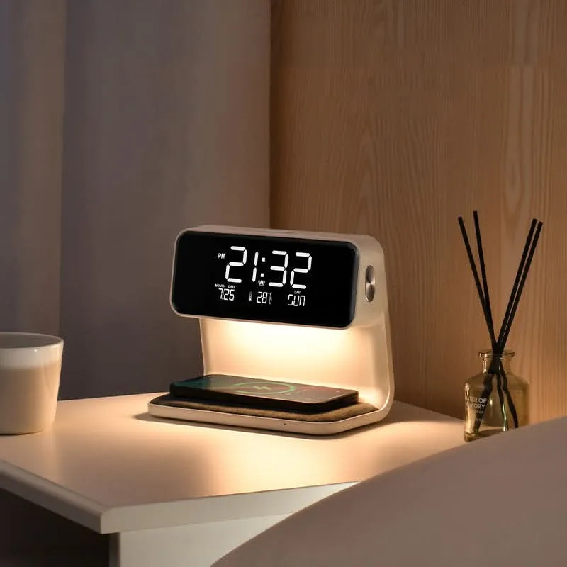 Night Light with Digital Clock and Wireless Charging