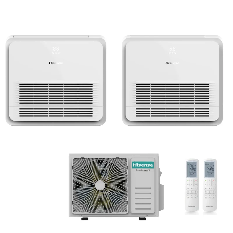 Condizionatore Climatizzatore Hisense Dual Split Inverter a Console 9000+18000 Con 3AMW52U4RJC Wi-Fi Optional - Comando Incluso