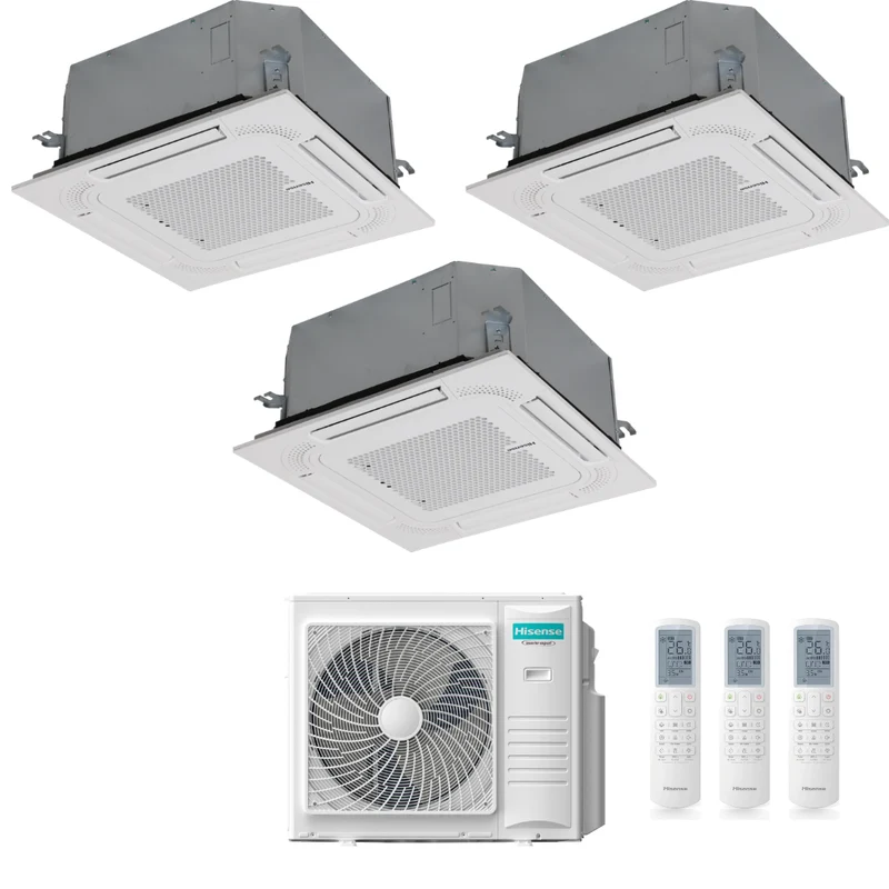 Condizionatore Climatizzatore Hisense Trial Split Inverter a Cassetta 12000+12000+18000 Con 5AMW105U4RQC Wi-Fi Optional - Comando Incluso