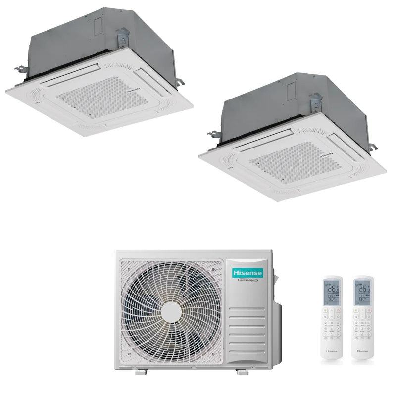 Condizionatore Climatizzatore Hisense Dual Split Inverter a Cassetta 12000+18000 Con 3AMW72U4RJC Wi-Fi Optional - Comando Incluso