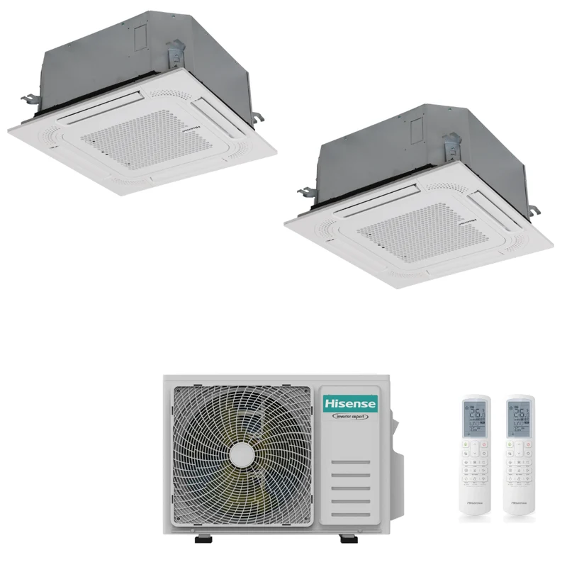 Condizionatore Climatizzatore Hisense Dual Split Inverter a Cassetta 9000+9000 Con 2AMW52U4RXC Wi-Fi Optional - Comando Incluso