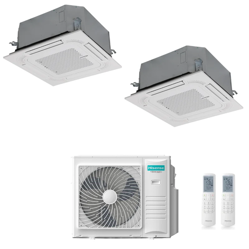 Condizionatore Climatizzatore Hisense Dual Split Inverter a Cassetta 18000+18000 Con 5AMW105U4RQC Wi-Fi Optional - Comando Incluso