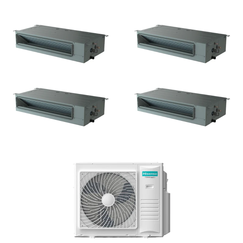 Condizionatore Climatizzatore Hisense Quadri Split Inverter Canalizzato ADT 9000+9000+9000+12000 Con 4AMW81U4RJC Wi-Fi Optional - Comando Incluso
