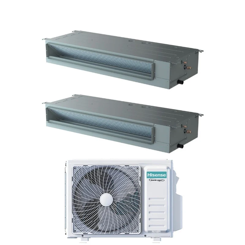 Condizionatore Climatizzatore Hisense Dual Split Inverter Canalizzato ADT 12000+12000 Con 2AMW52U4RXC Wi-Fi Optional - Comando Incluso