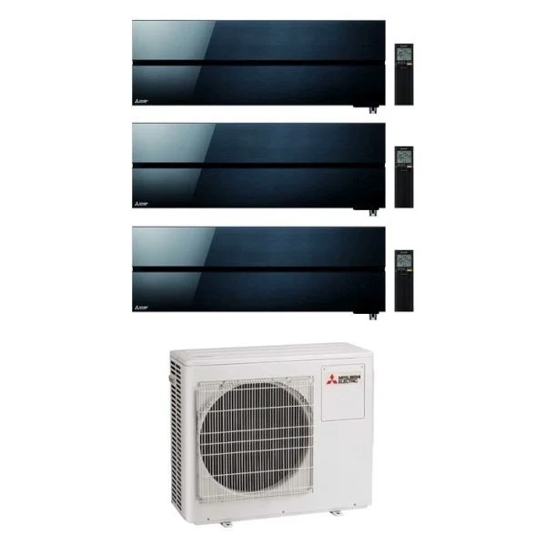 Condizionatore Climatizzatore Mitsubishi Electric Trial Split Kirigamine Style Onyx Black R-32 9+9+12 BTU Con MXZ-3F54VF4 Wi-Fi Integrato