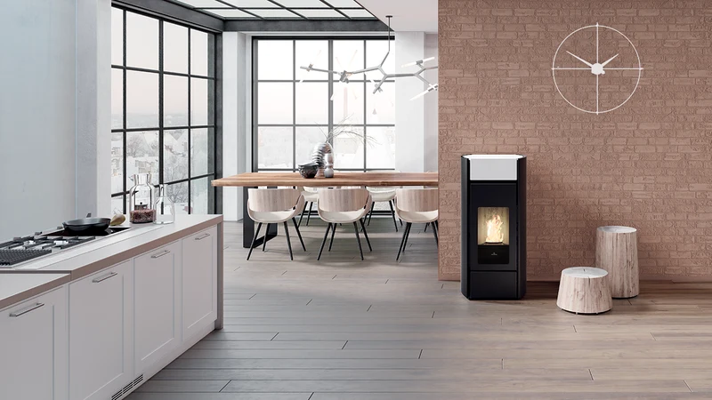 Termostufa a Pellet EdilKamin Modello Myrna H 15 Evo Da 15 Kw - Vari Colori